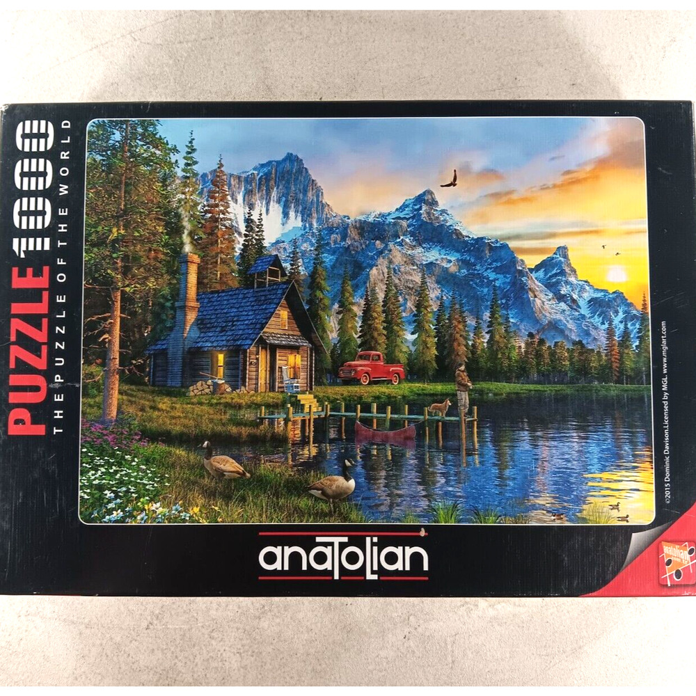 Anatolian 1000 Piece Jigsaw Puzzle Sunset Cabin Mountains Lake